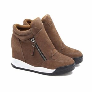 Chic Hidden Height Boosting Side Zipper Suede Sneakers