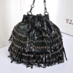 Rebellious Skull Tassel Bucket Punk Leather Bag