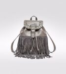 Boho Ruched Tassel Genuine Leather Backpack