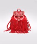 Boho Ruched Tassel Genuine Leather Backpack