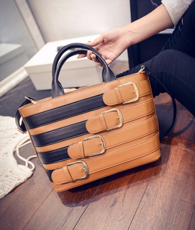 2026 Handbag Trends: Luxe Studded Leather Bags, Chain Straps, Fringe Designs & Plush Must-Haves Dominating World Fashion 118 buckle detail tan color leather sleeve bag