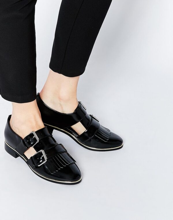 Double Buckle Patent Leather Oxford Flats 1 buckled cut out black patent oxford shoes