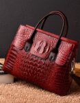 Crocodile-Pattern Genuine Leather Bag