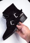 Trendy Chain Detail Suede Leather Ankle Boots