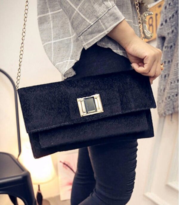Luxe Velvet Chain Shoulder Bag 3 chained velvet black hand sleeve bag