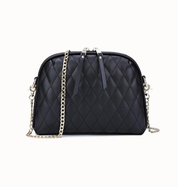 Quilted Chain Genuine Leather Bag 9 chained women genuine leather black bag