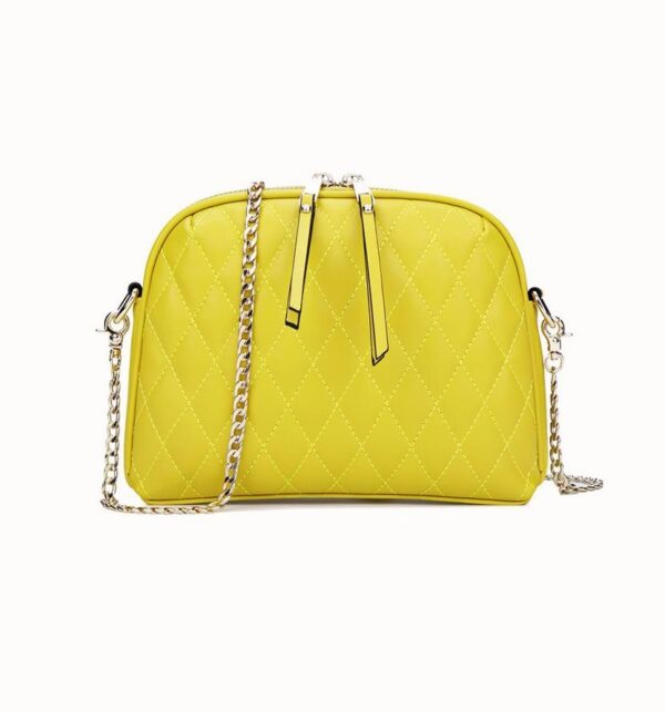 Quilted Chain Genuine Leather Bag 5 chained women genuine leather yellow bag