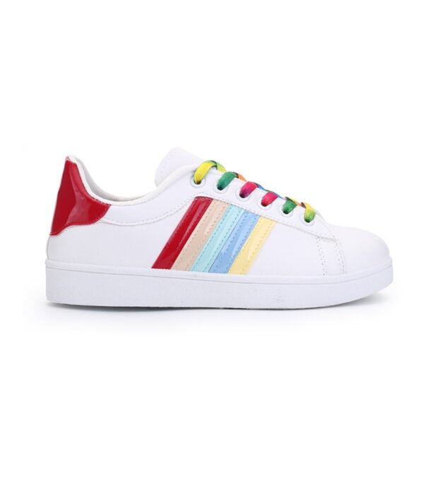 Vibrant Color Pop Lace Chunky Vegan Sneakers 1 colored lace up red women sport shoes