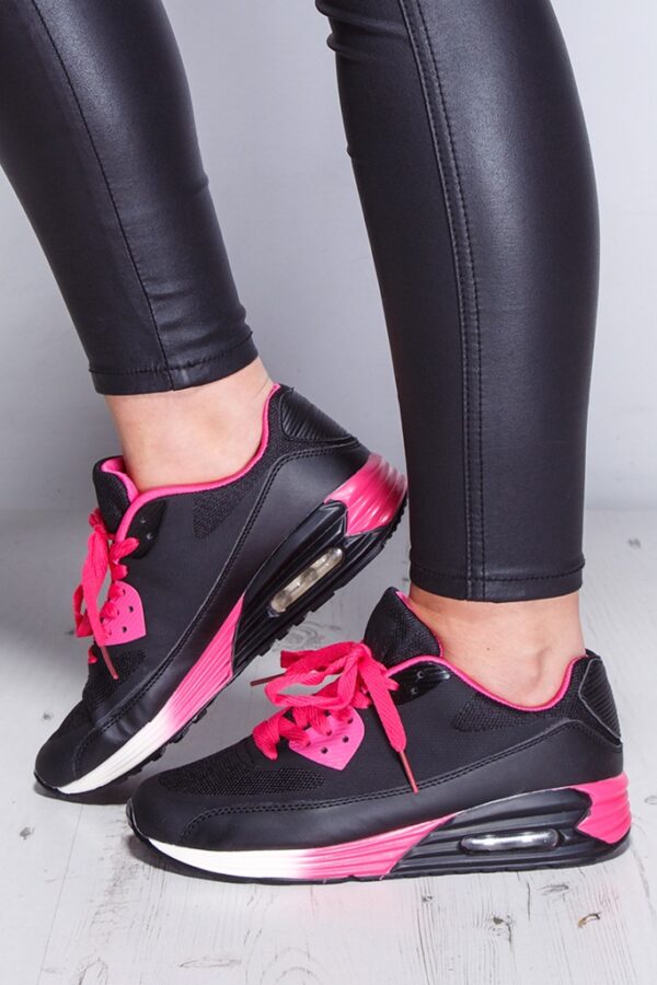 colored patterned black air sport shoes