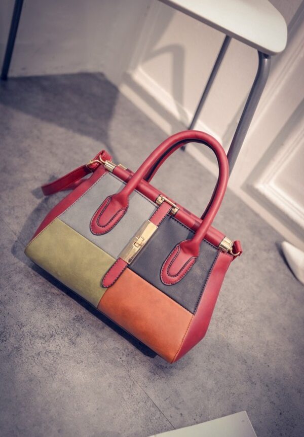Vibrant Printed Genuine Leather Shoulder Bag 4 colored patterned red leather women bag