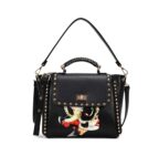 Vibrant Graphic Printed Studded Genuine Leather Bag