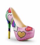 Vibrant Multi Color Beaded Embellished Platform Stiletto Heels