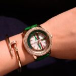 Colorful Gemstone Genuine Leather Women's Watch