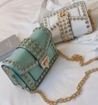 Shining Diamond Embellished Studded Chain Shoulder Purse