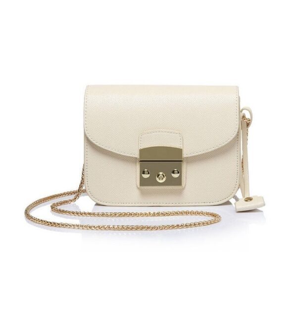 cream color chained small sleeve bag