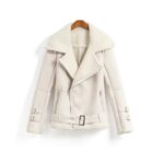 Cozy Fur Lining Winter Style Belted Suede Jacket