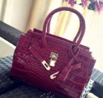 Glossy Crocodile-Patterned Patent Leather Bag