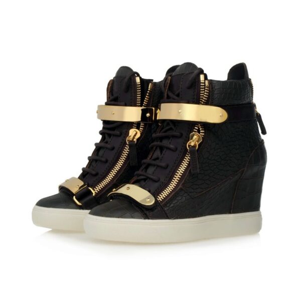 Luxury Crocodile Pattern Genuine Leather Sneakers 3 crocodile skin black white sneaker