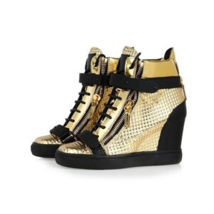crocodile skin gold color sneaker