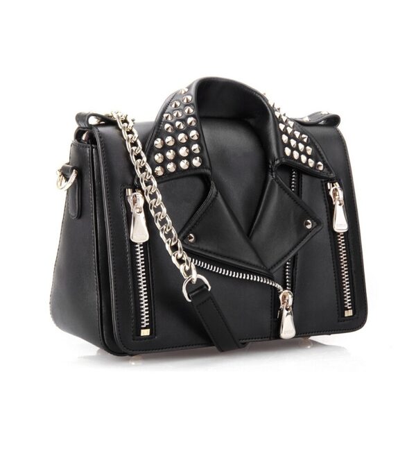 custom design studded rivet black jacket bag