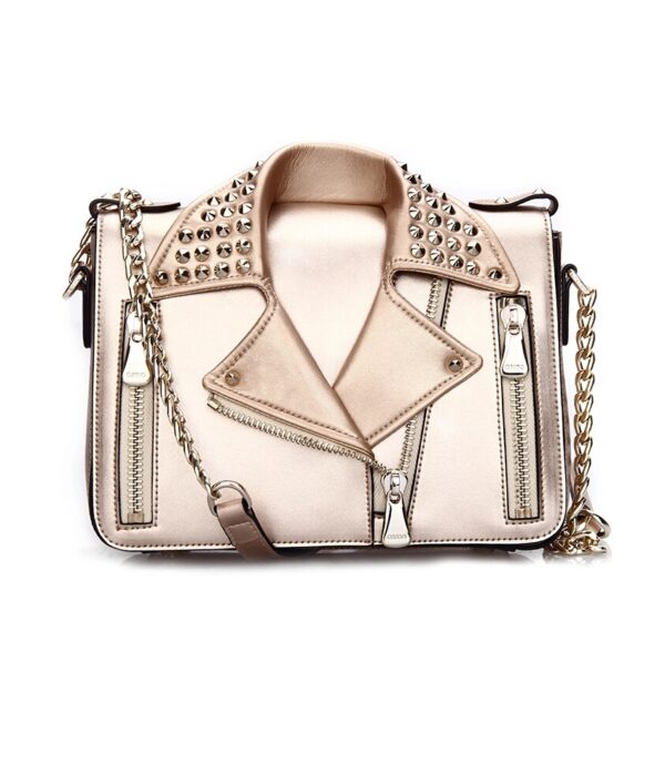 custom design studded rivet bronze jacket bag