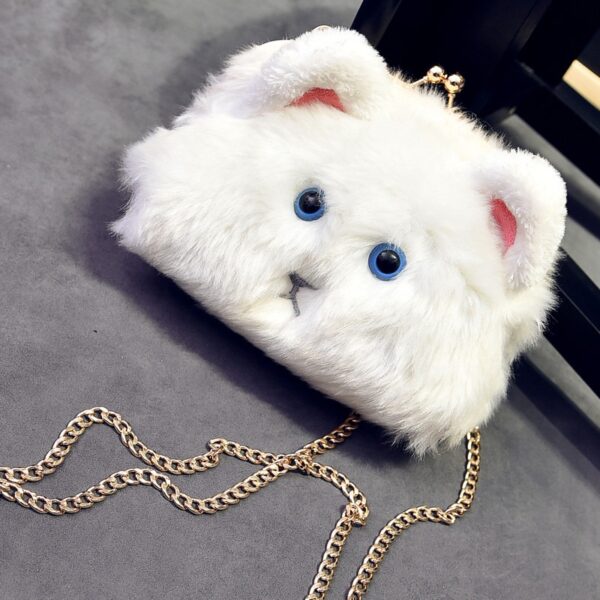 cute plush cat white sleeve bag