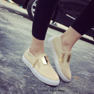 daily women hidden increasing height heel beige patent sneaker shoes