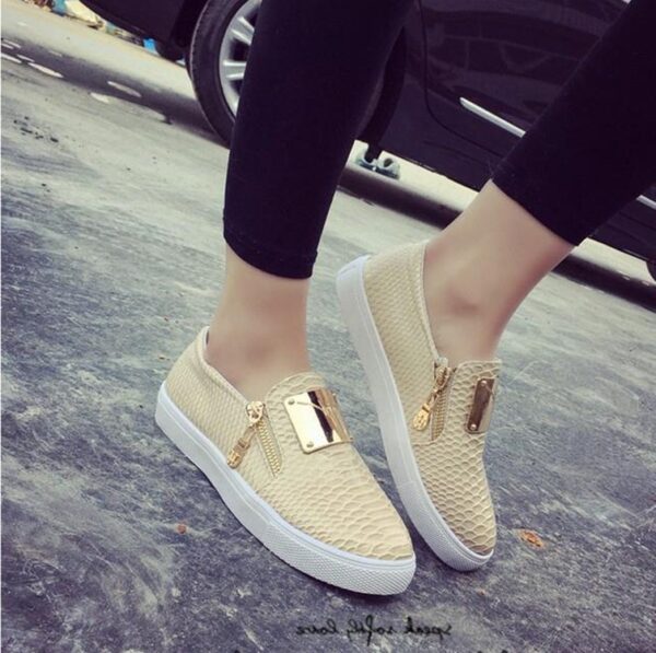 Patent Snake Print Platform Sneakers 2 daily women hidden increasing height heel beige patent sneaker shoes