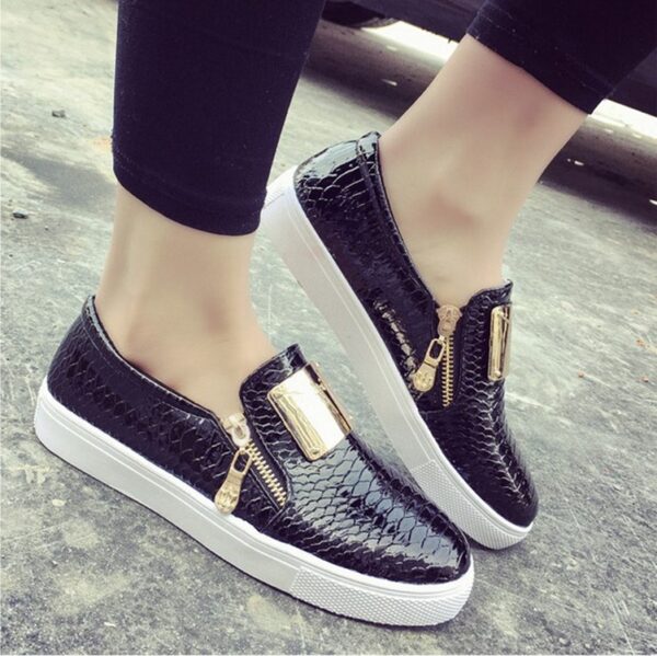 Patent Snake Print Platform Sneakers 1 daily women hidden increasing height heel black patent sneaker shoes