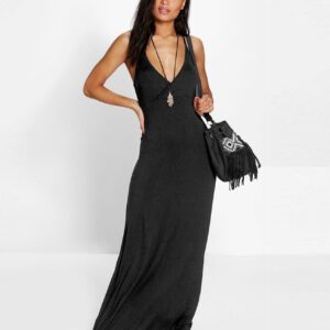 Sensual Deep Open Back Maxi Dress