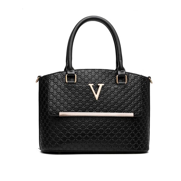 Luxury Embossed Genuine Leather Shoulder Tote Bag 6 embossed leather black bag