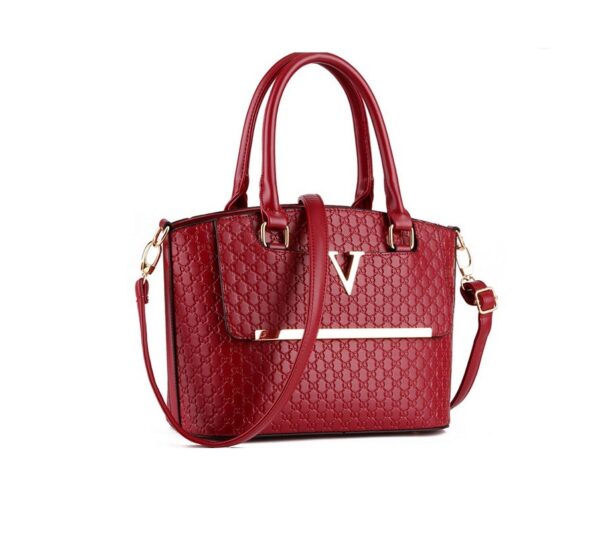 Luxury Embossed Genuine Leather Shoulder Tote Bag 5 embossed leather burgundy bag