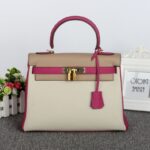 Luxury Embossed Genuine Leather Lock Detail Shoulder Bag