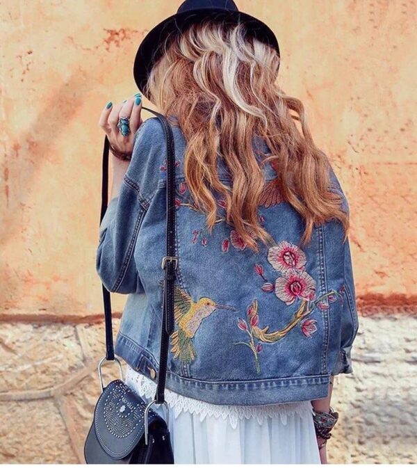 embroidered blue denim jacket