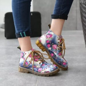 Floral Print Vegan Leather Mid-calf Boots