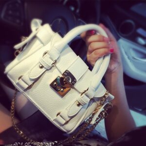 Golden Chain Handle Clutch Bag