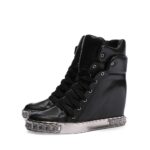 Edgy Metal Platform Hidden Heel Sneaker