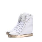 Edgy Metal Platform Hidden Heel Sneaker