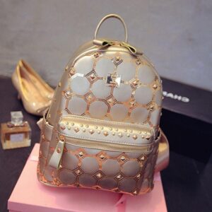Chic Studded Plaid Backpack