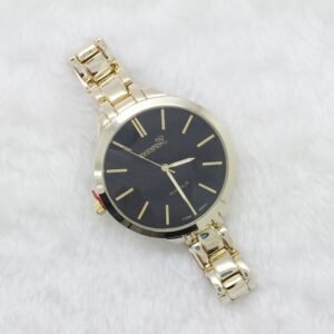 gold color thin corded black sleeve watch