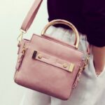 Elegant Gold Handle Vegan Leather Shoulder Bag
