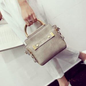 Elegant Gold Handle Vegan Leather Shoulder Bag