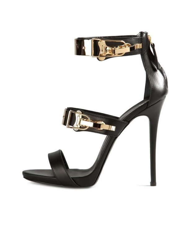 Elegant Metal Buckle High Heel Sandals 1 gold metal buckled black women high heel sandals