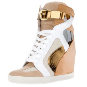 Luxury Suede Metal Buckle Hidden Heel Sneaker