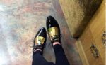 Black Metal-Embellished Patent Oxford Shoes