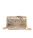 Dazzling Sequin Gold Chain Crossbody Mini Evening Bag