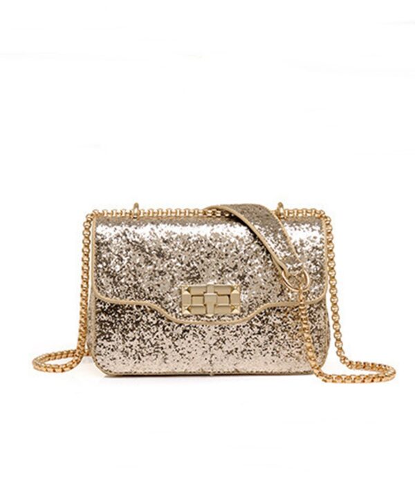 gold sequined mini night bag