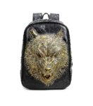 Wild 3D Wolf Studded Genuine Leather Backpack