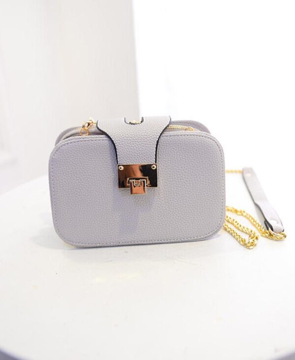 gray chained small hand bag