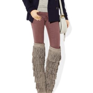 Bohemian Tassel Detail Knee High Suede Boots